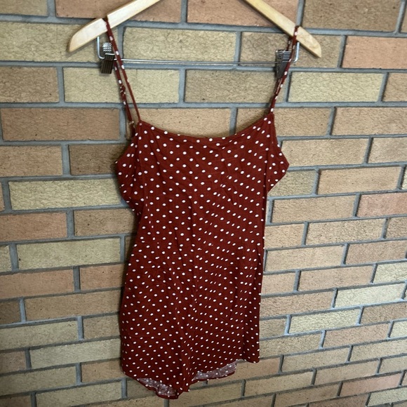 NWT LA Hearts Pacsun Rusty Orange Polka Dot Romper With Tie Back Size Small - Picture 1 of 4